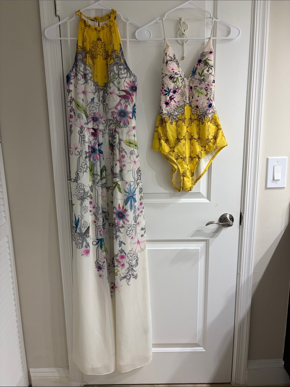 Ted Baker London Yellow & Cream 2-in-1 dress and one-piece swimsuit